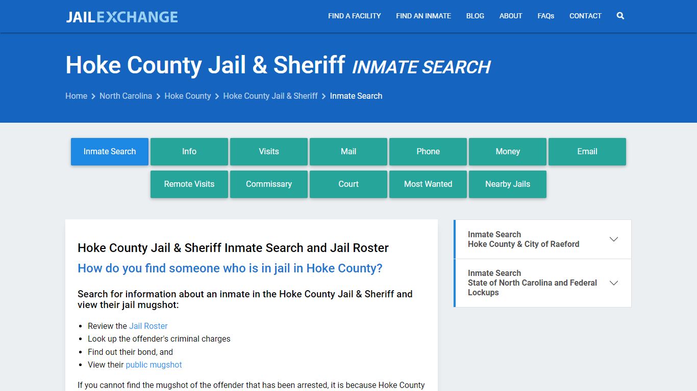 Hoke County Jail & Sheriff Inmate Search - Jail Exchange