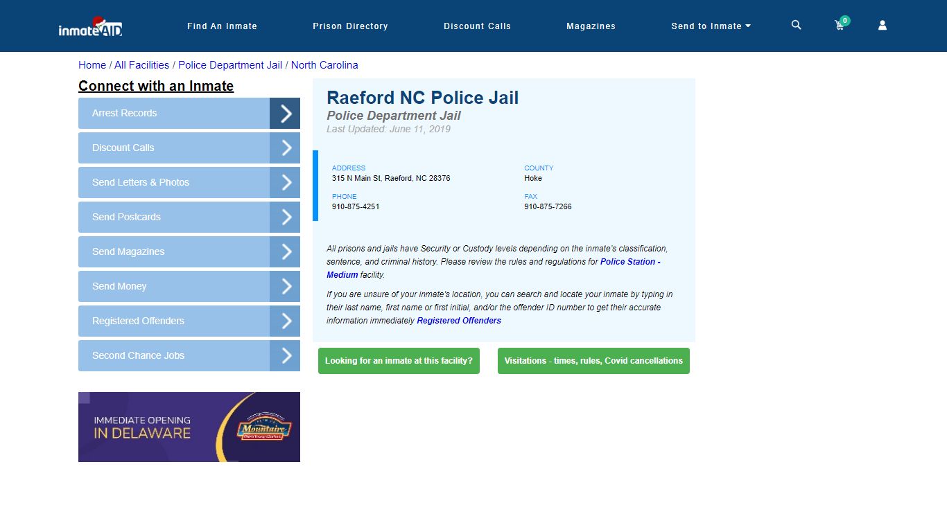 Raeford NC Police Jail & Inmate Search - Raeford, NC